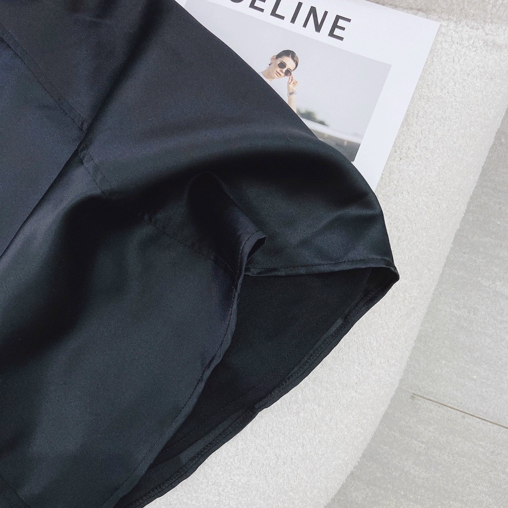 Đầm Hai Dây Đen 💖DEMISS💖 Váy Nữ Đen Phối Trắng Nơ Ngực Xinh Xỉu - V-Đen-Trắng-378