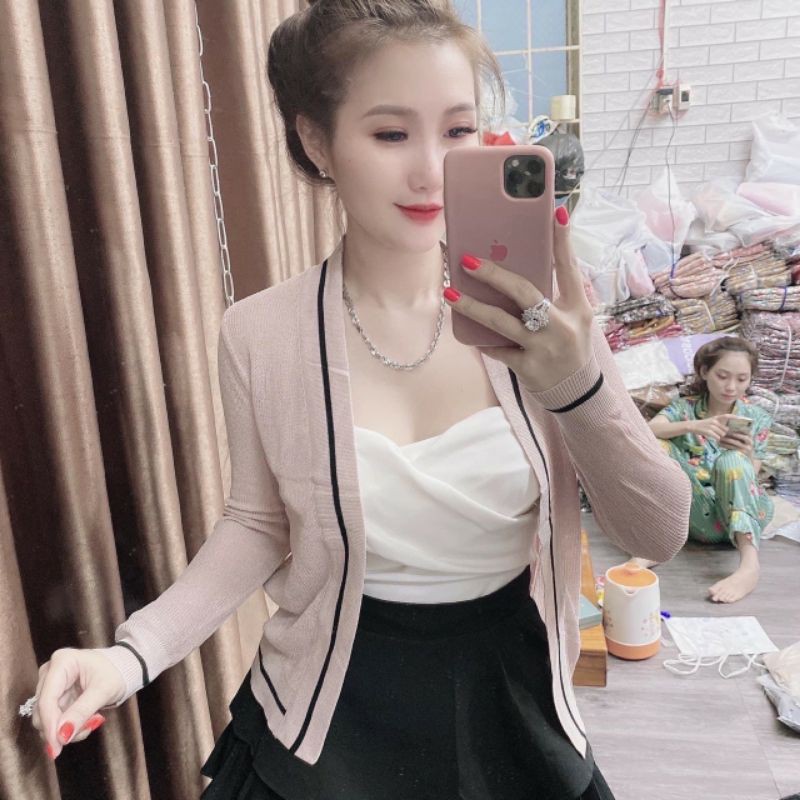 Áo Khoác Len Nữ Hàng Nhập. Áo Khoác Nhẹ Cardigan Sọc [LS150]