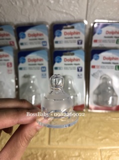 Núm ty silicone siêu mềm cổ hẹp Dolphin