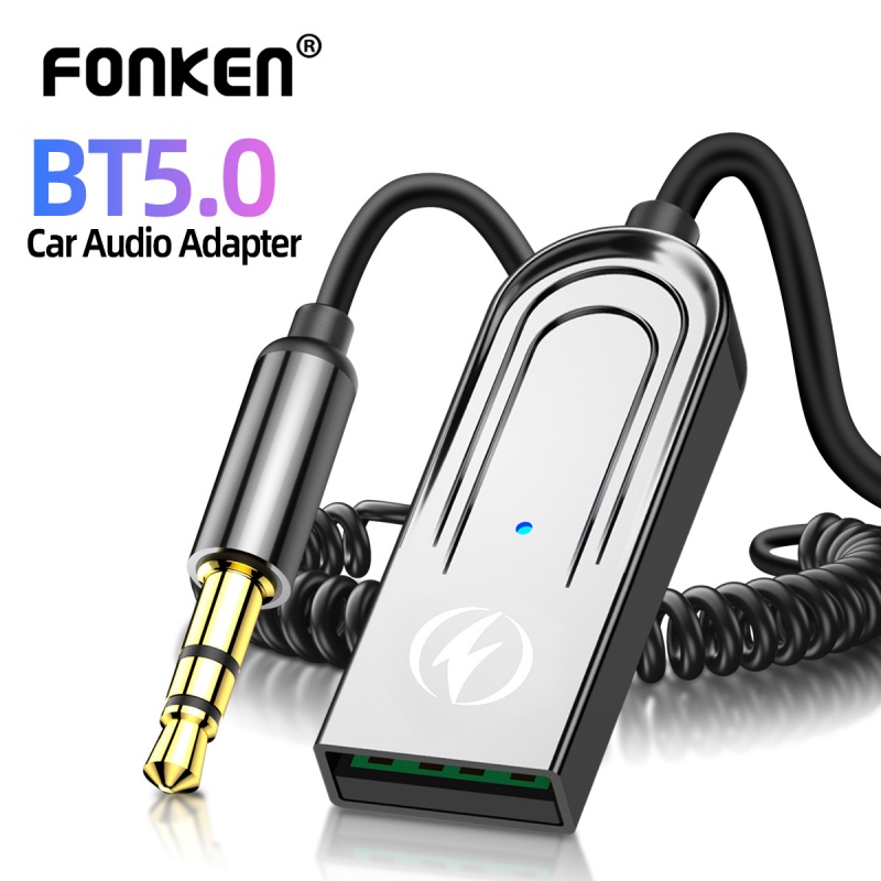 Thiết bị thu tín hiệu Bluetooth 5.0 Fonken không dây có jack AUX 3.5mm hỗ trợ truyền âm cho xe hơi