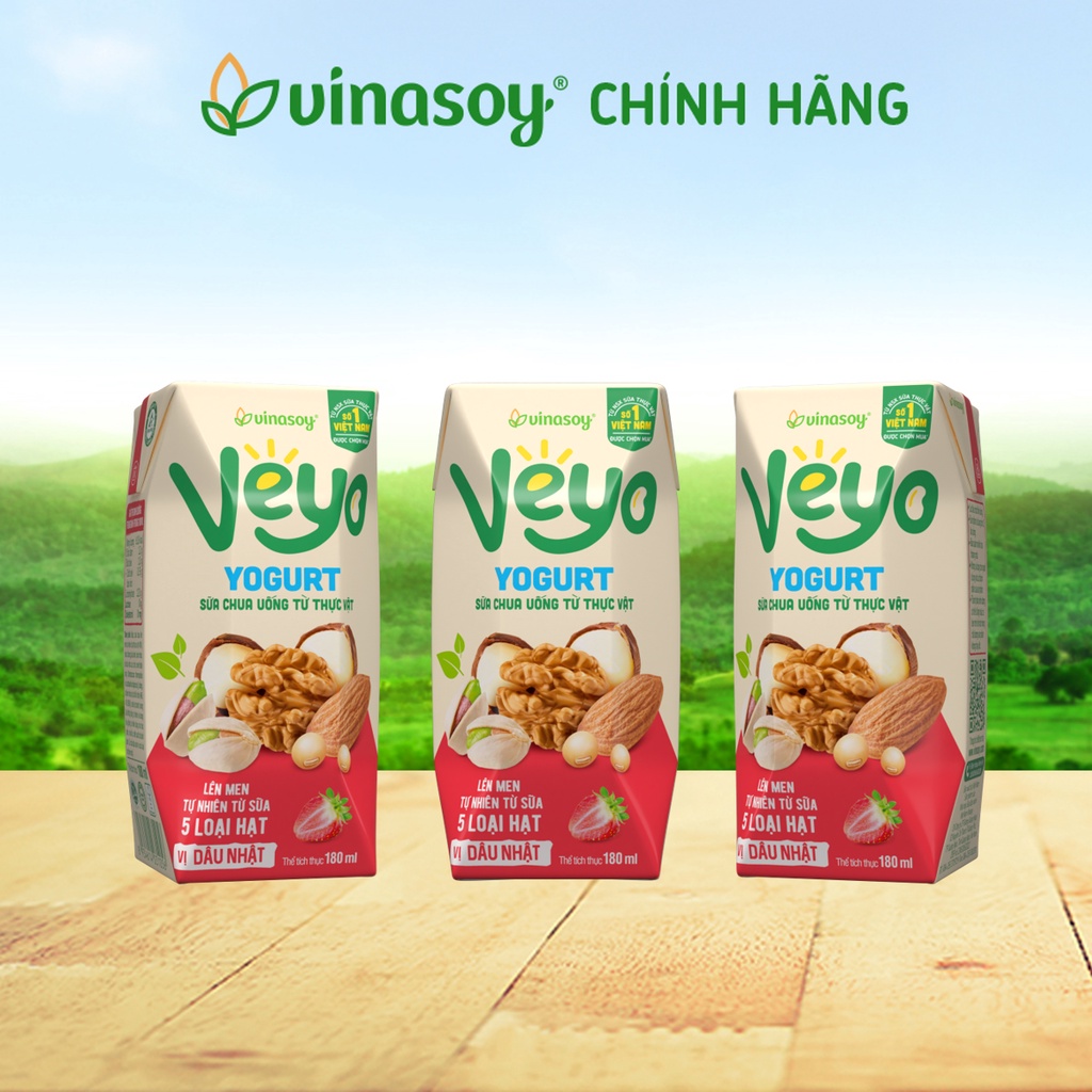 Thùng sữa chua uống từ thực vật veyo yogurt vị dâu tây nhật 30 hộp x 180ml - ảnh sản phẩm 4