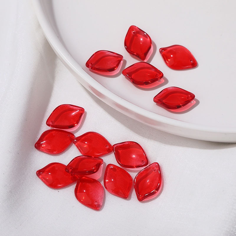 (5 cái)Cánh hoa lily thủy tinh 13*19mm, Nguyên liệu làm trang sức cổ trang, Nguyên liệu diy