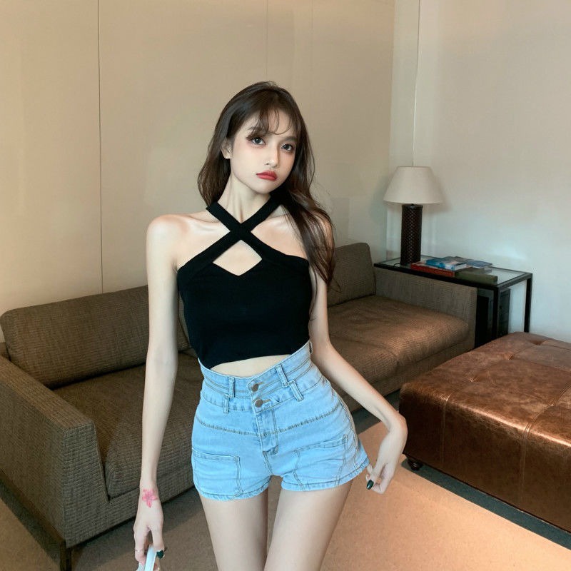 Áo Croptop Hở Lưng Phong Cách Hàn Quốc Thời Trang Mùa Hè Quyến Rũ Dành Cho Nữ