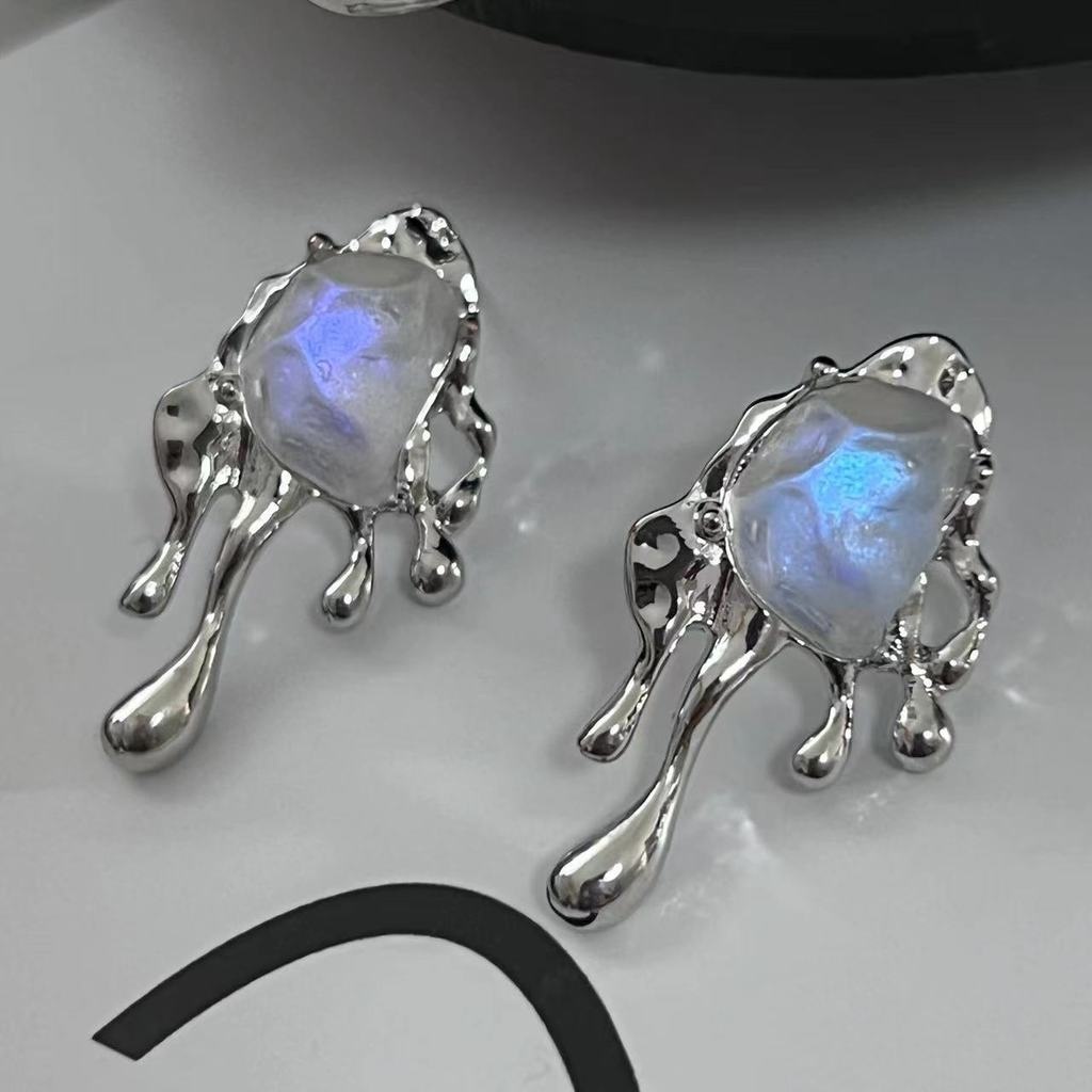 Bông Tai Mạ Bạc 925 Kiểu Hình Học Độc Đáo Phong Cách Hip Hop