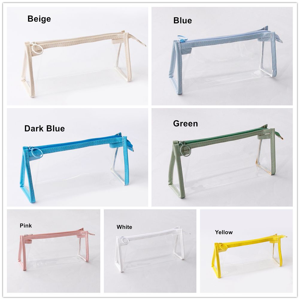 Túi Đựng Bút/Văn Phòng Phẩm Trong Suốt Sức Chứa Lớn Nhiều Màu Phong Cách Hàn Quốc