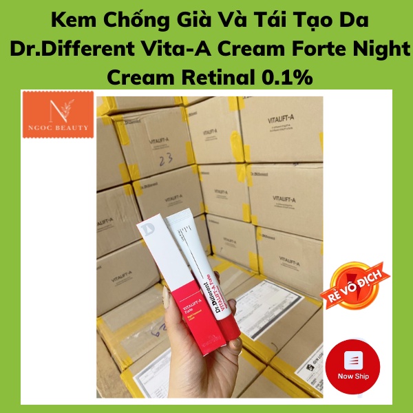 Kem chống lão hoá, tái tạo da, xoá nhăn rãnh cười, Dr.Different Vita-A Cream Forte Night Cream Retinal 0.1%