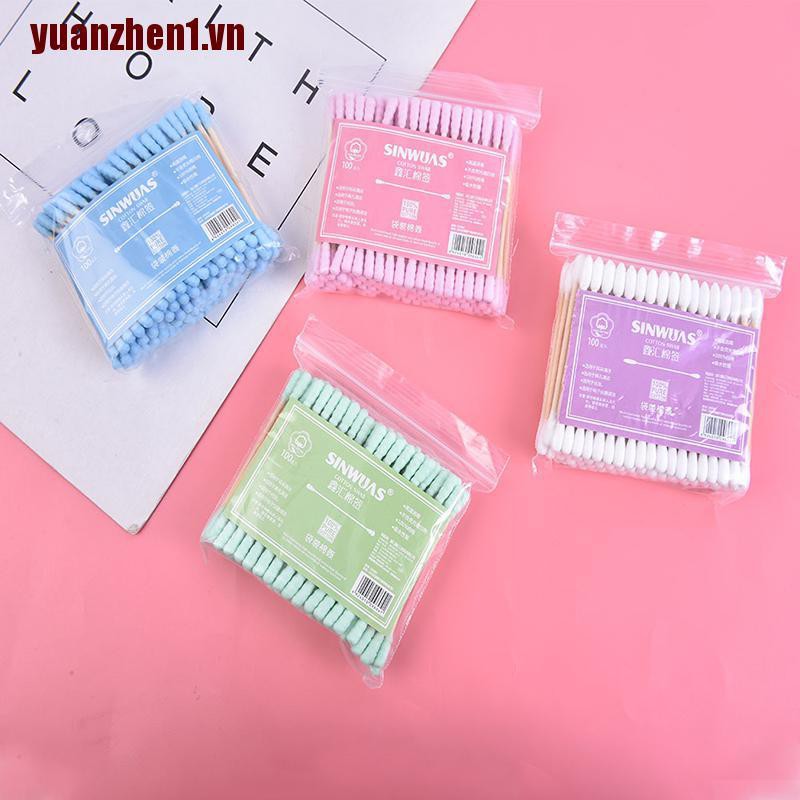 Gói 100 Bông Tăm Hai Đầu Làm Đẹp Cho Phái Nữ Yuanzhen1