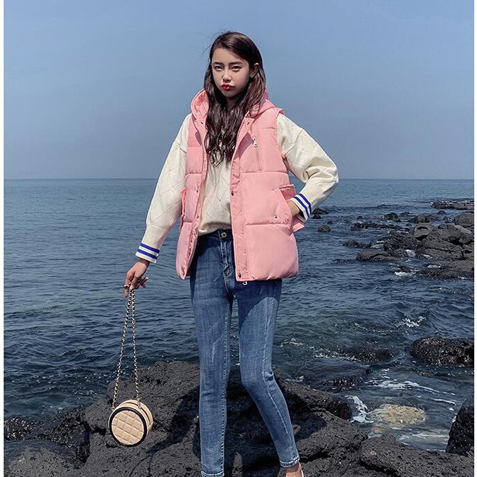 Áo Khoác Phao Không Tay Có Mũ Trùm Đầu Chất Liệu Cotton Ấm Áp | BigBuy360 - bigbuy360.vn