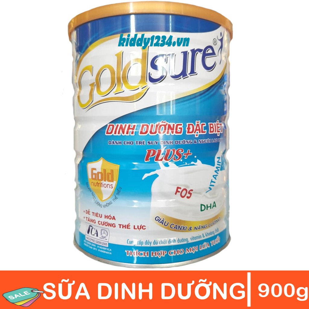Sữa dinh dưỡng GOLDSURE PLUS+ DINH DƯỠNG ĐẶC BIỆT 900g cho trẻ suy dinh dưỡng và người lao lực, thích hợp mọi lứa tuổi