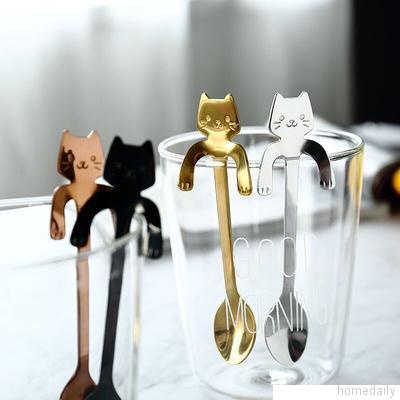 Muỗng cà phê bằng thép không gỉ thiết kế hình mèo dễ thương