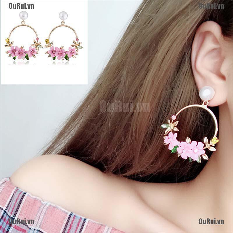 Bông Tai Dáng Dài Hình Hoa Thời Trang Cho Nữ