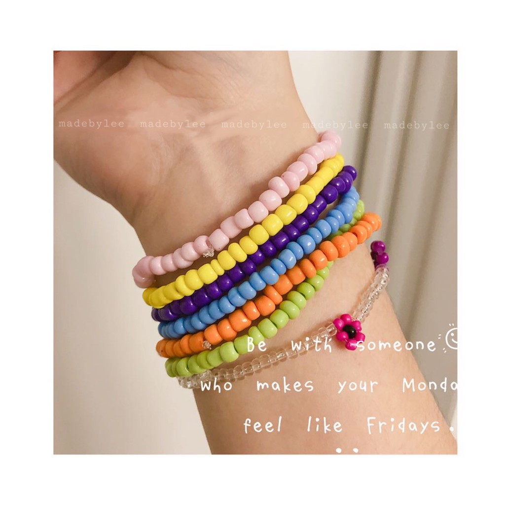 Vòng tay hạt cườm handmade xỏ hạt thủ công nhiều màu MADEBYLEE