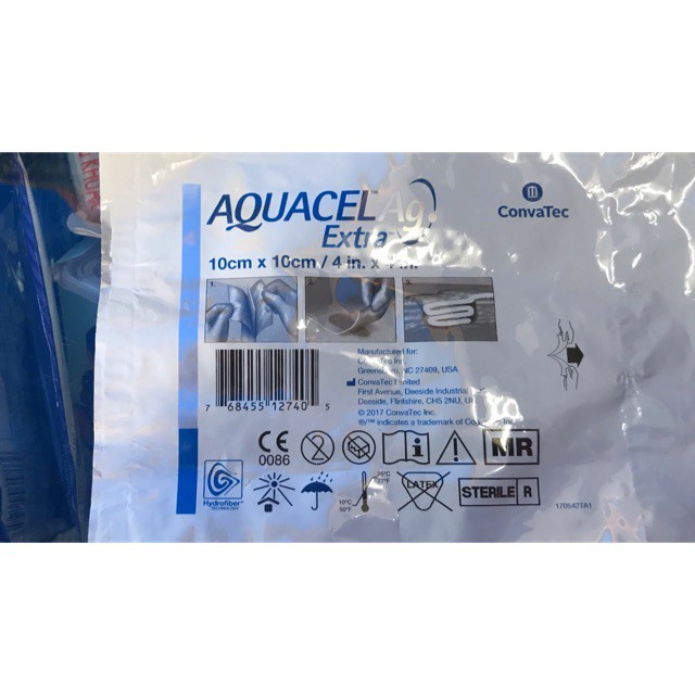 [Hàng Chính Hãng] Gạc vết thương Aquacel Ag Extra ConvaTec USA ( Hộp 10 miếng )
