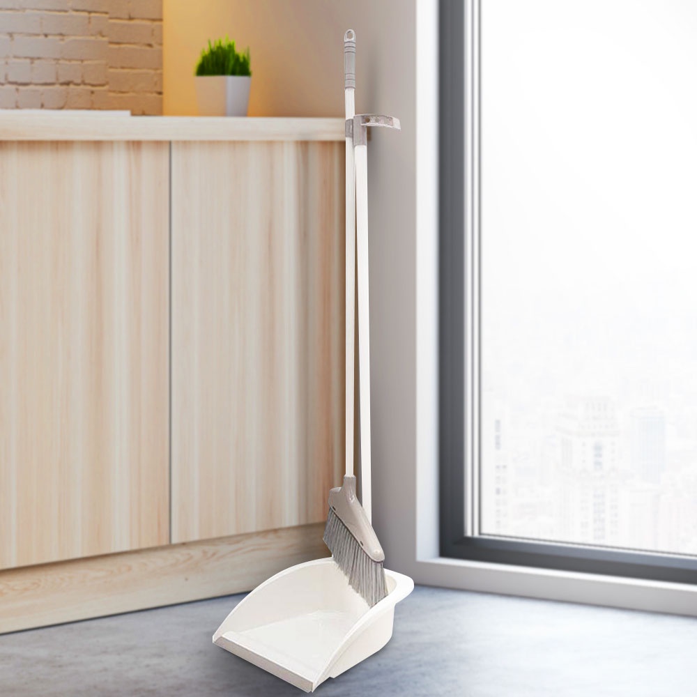 HomeBase ACCO Chổi và xẻng nhựa có viền cao su 10 inch YJ-1849 W25,5xH80x22cm màu be