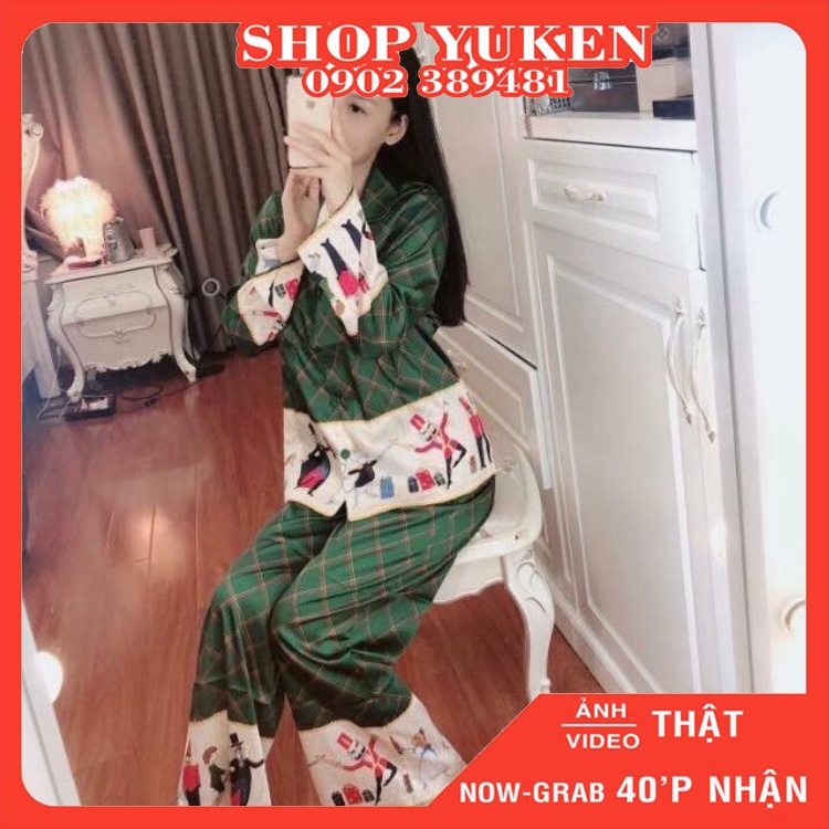 Đồ Bộ Pijama Lụa Tay dài  Lính Cao Cấp