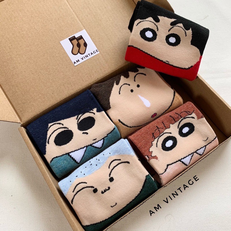 Vớ Shin Bút Chì Siêu Cute Cổ Ngắn