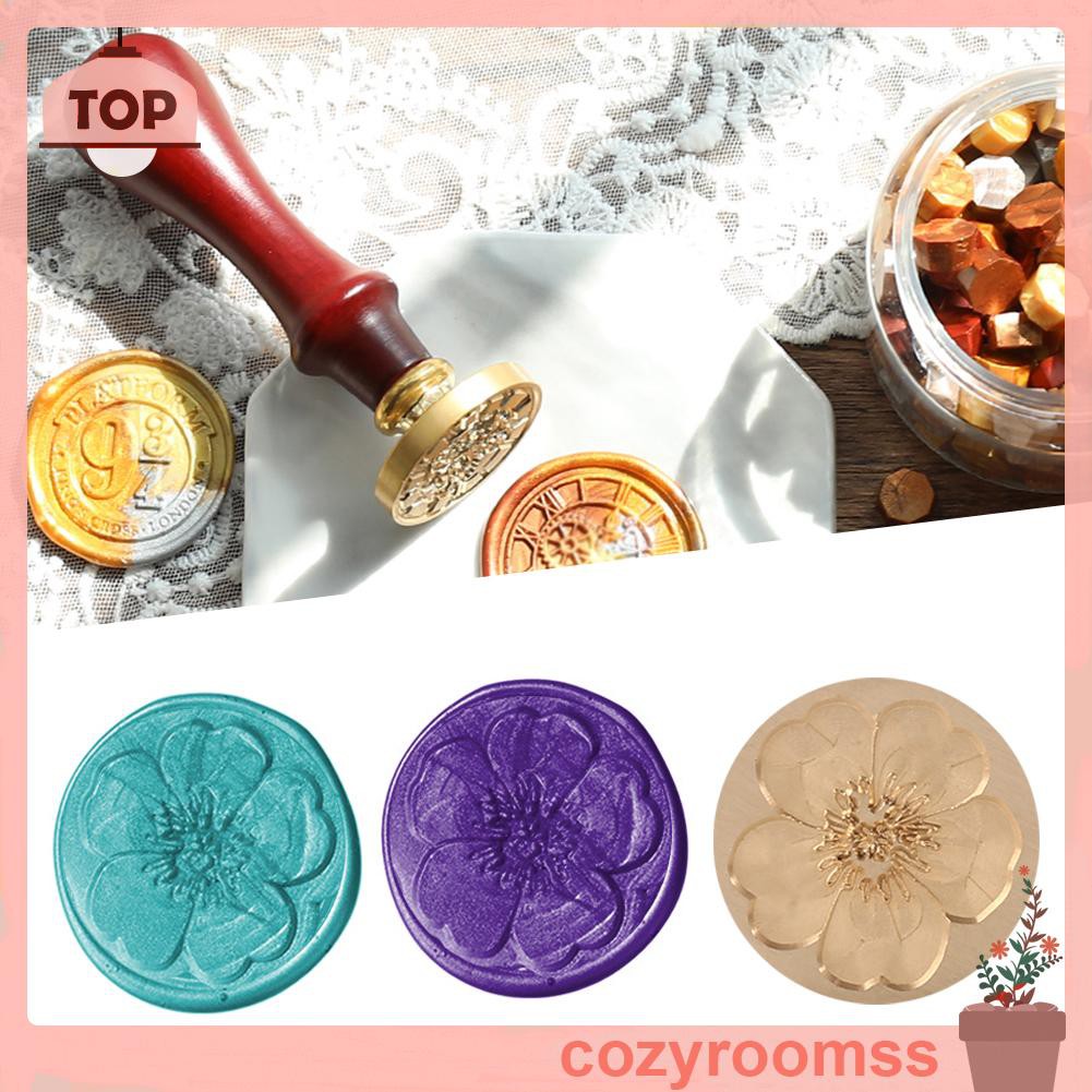 Sáp in và tay cầm gỗ trang trí phong bì thiệp cưới DIY hoa văn thực vật