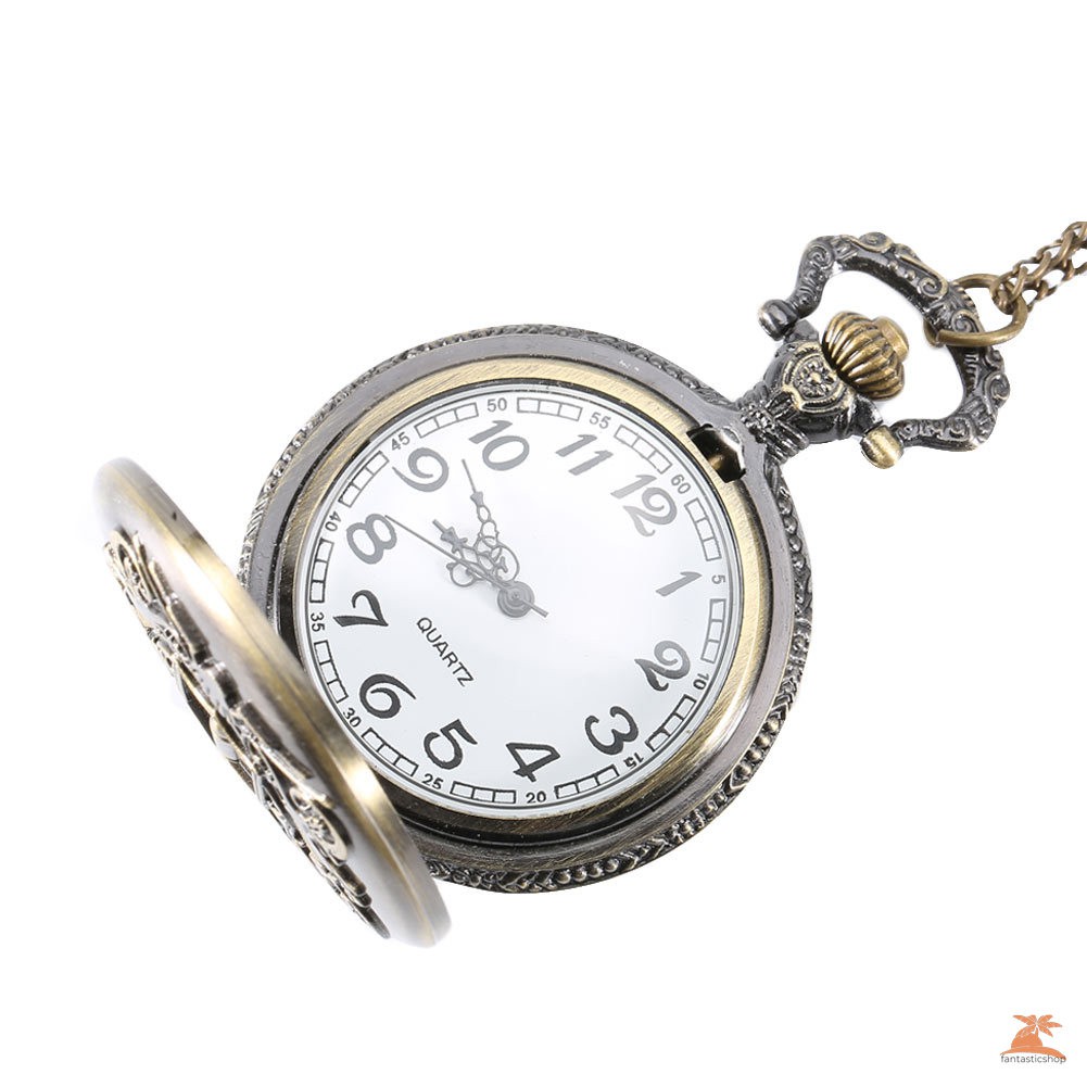 #Đồng hồ bỏ túi# Vintage Retro Alloy Pocket Watch Men Women Necklace Pendant Chain Clock Watches Gifts