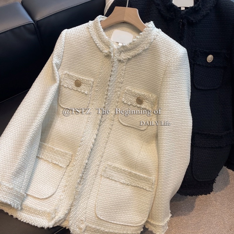 Áo dạ vải Tweed trơn phong cách Hàn Quốc - Order Taobao | Áo khoác dạ nữ mùa đông siêu xinh
