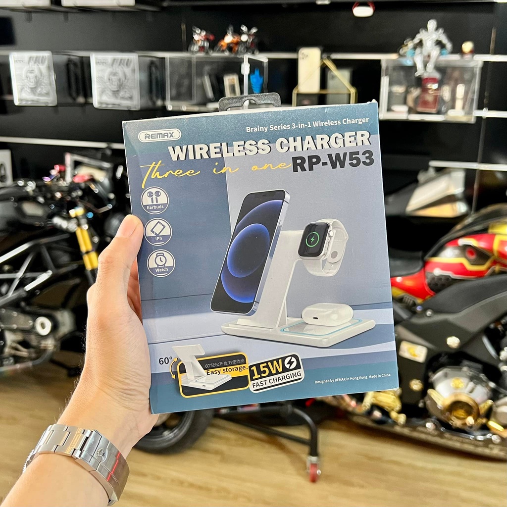 Đế Sạc Không Dây Đa Năng 3in1 Remax Việt Nam RP-W53 Hỗ Trợ Sạc Nhanh Không Dây 15W - Remax Bảo Hành 12 Tháng 1 Đổi 1