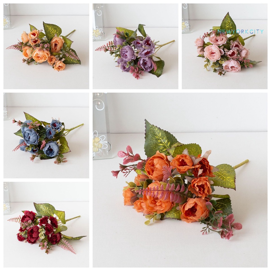 Ny-thiết Kế Hoạch Hoa Mẫu Đơn Giả Bằng Lụa Nhiều Đầu Tươi Tắn Đẹp Mắt DIY