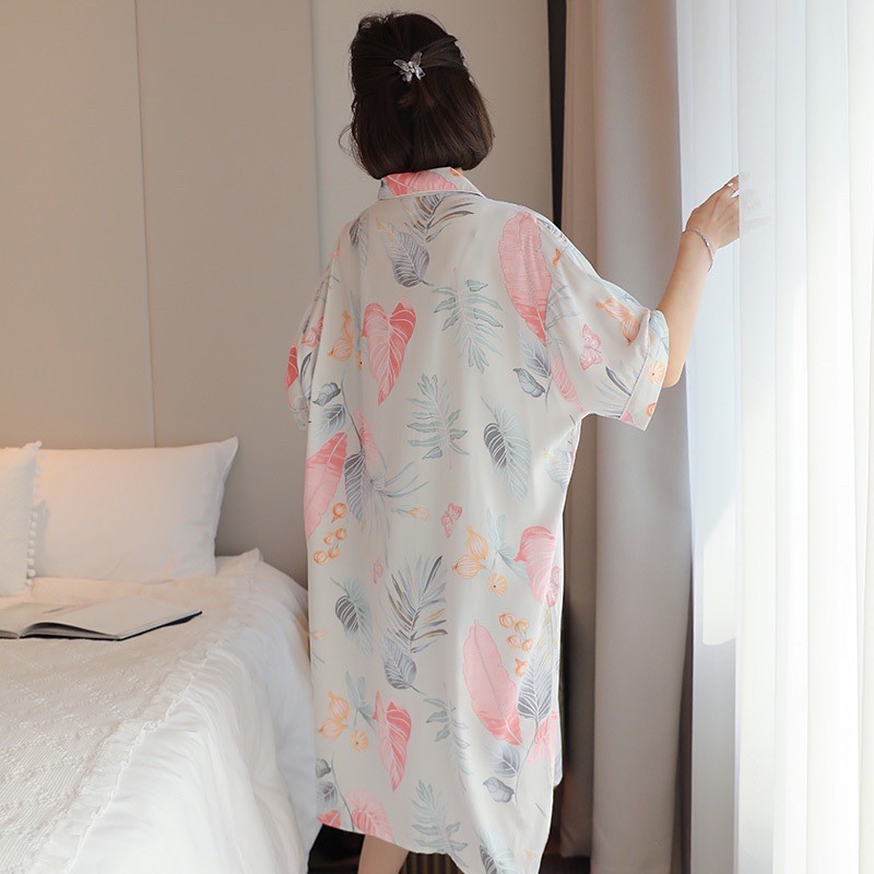 Đầm Ngủ Pijama Tay Lỡ Dáng Dài Tăfm Thái Mềm Mại Form Rộng Thoải Mái