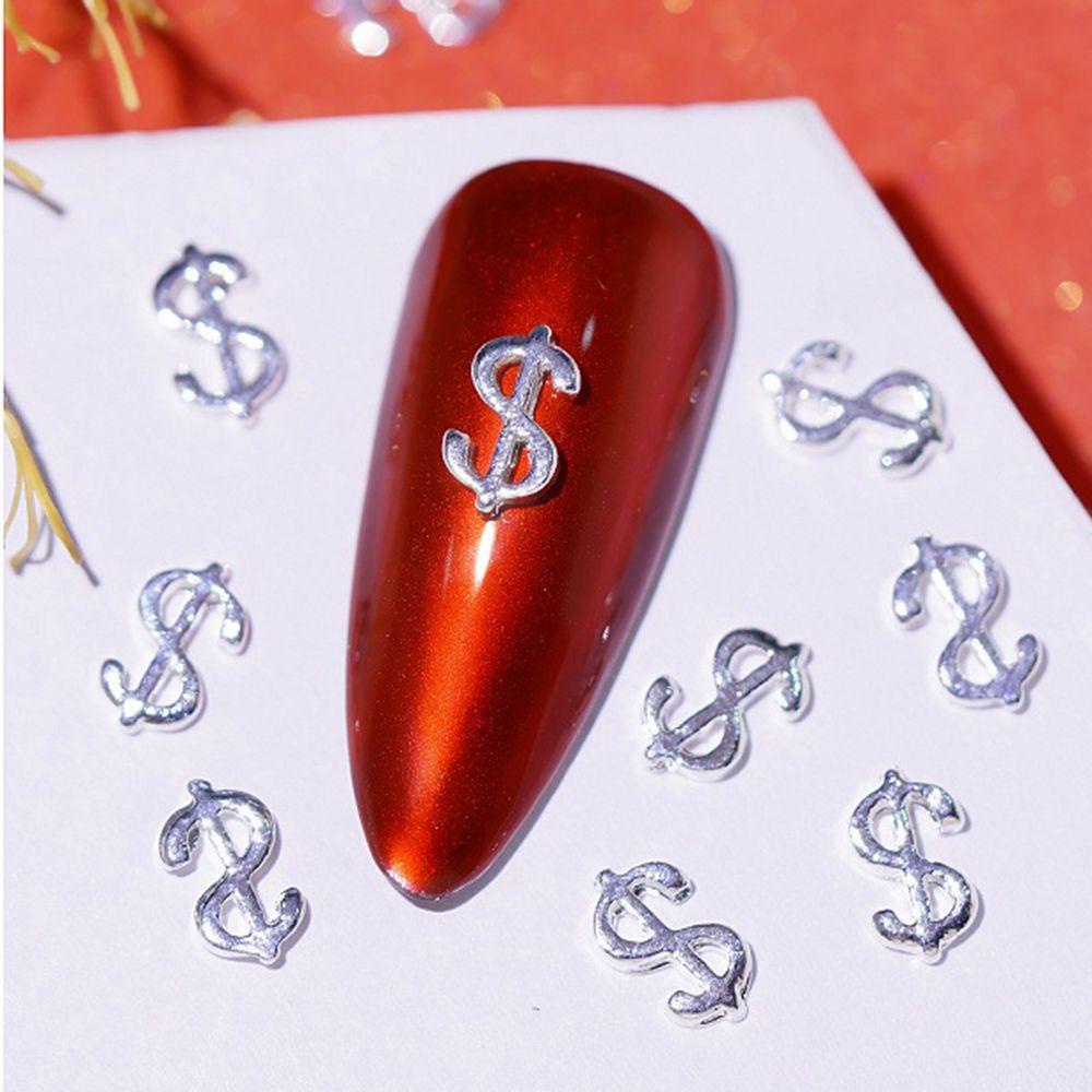[Hàng mới về] Hạt trang sức hình biểu tượng dollar 3D bằng kim loại lấp lánh dán trang trí móng tay DIY