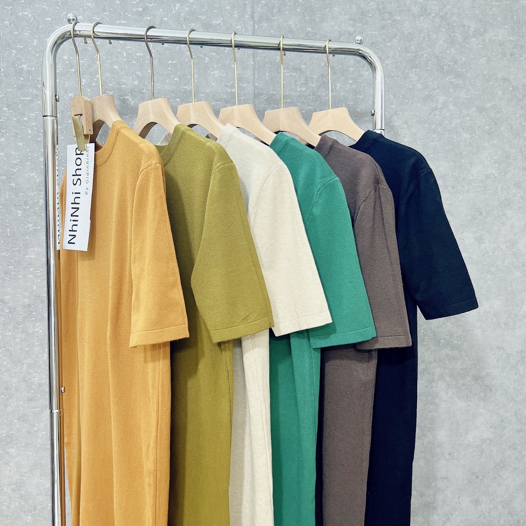 Váy suông len trơn dáng rộng dài siêu mịn, Đầm len form to VL1819 - NhiNhi Shop