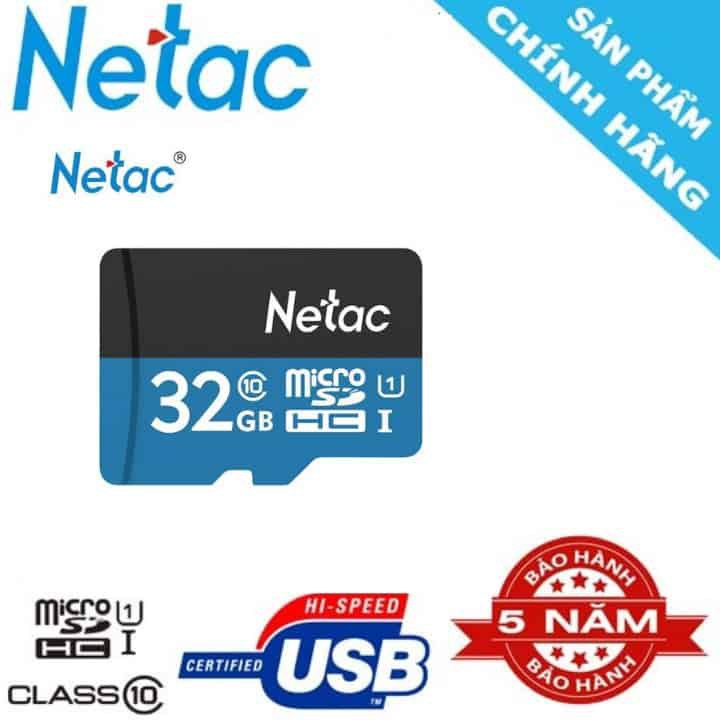 Thẻ nhớ microSD NETAC 32GB, 64GB, 128GB class 10 - Bảo hành 5 năm - Chuyên dụng cho camera và điện thoại