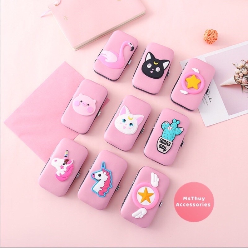 Bộ cắt móng tay 7 món hồng siêu kute