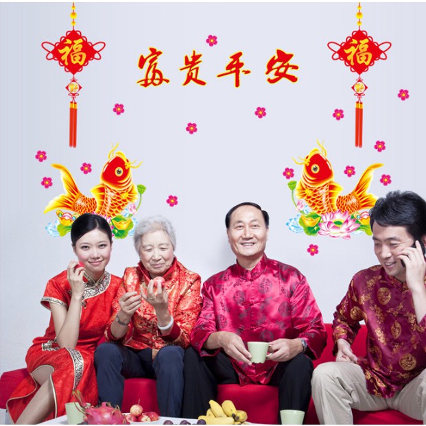 Decal trang trí Tết - Cá Chép Rồng Chào Xuân