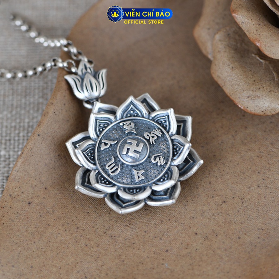Mặt dây chuyền bạc nam Liên Hoa Lục tự chữ Vạn bản xoay bạc 925 thời trang phụ kiện trang sức Viễn Chí Bảo M100232