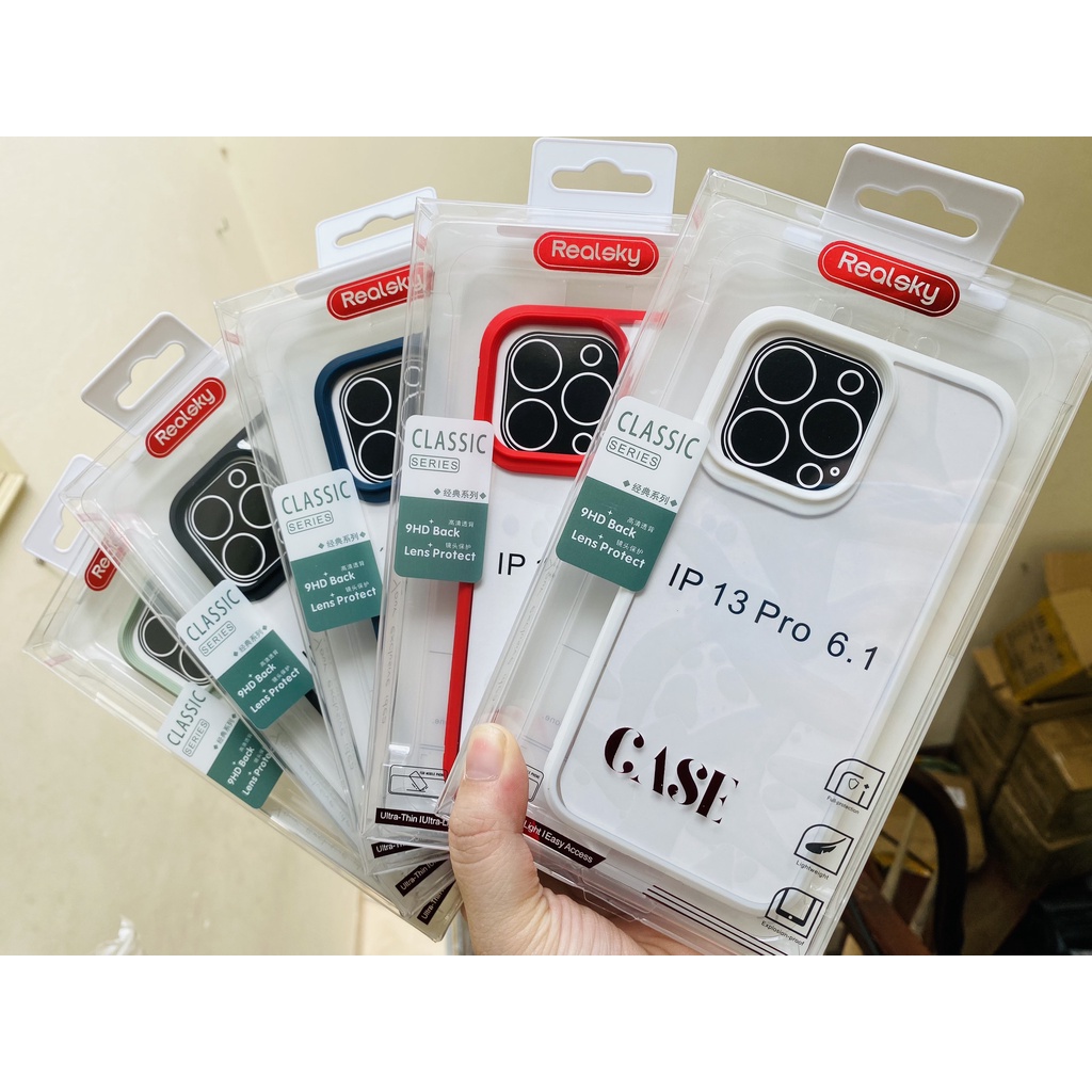 Ốp hãng REALSKY trong viền màu cho Iphone 13 mini/ 13/ 13 pro/ 13 pro max