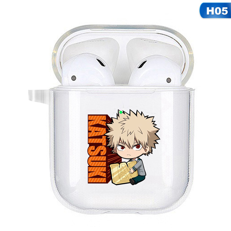 Vỏ Bảo Vệ Hộp Sạc Tai Nghe Airpods 1 / 2 Bằng Silicon Họa Tiết Hoạt Hình My Hero Academia Kèm Móc Khóa Chống Thất Lạc