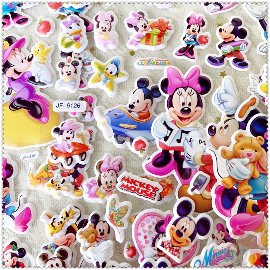 ❀ Hình Dán Phần Thưởng Mickey &amp; Minnie Q-1 Tự Làm ❀ 1 Miếng Dán Bong Bóng 3D Bằng PVC Chống Nước