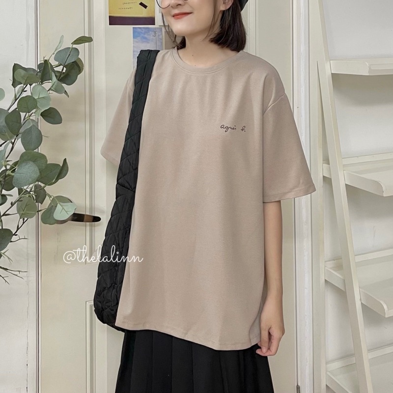 Áo thun tổ ong chữ agmin form rộng / thelalinn