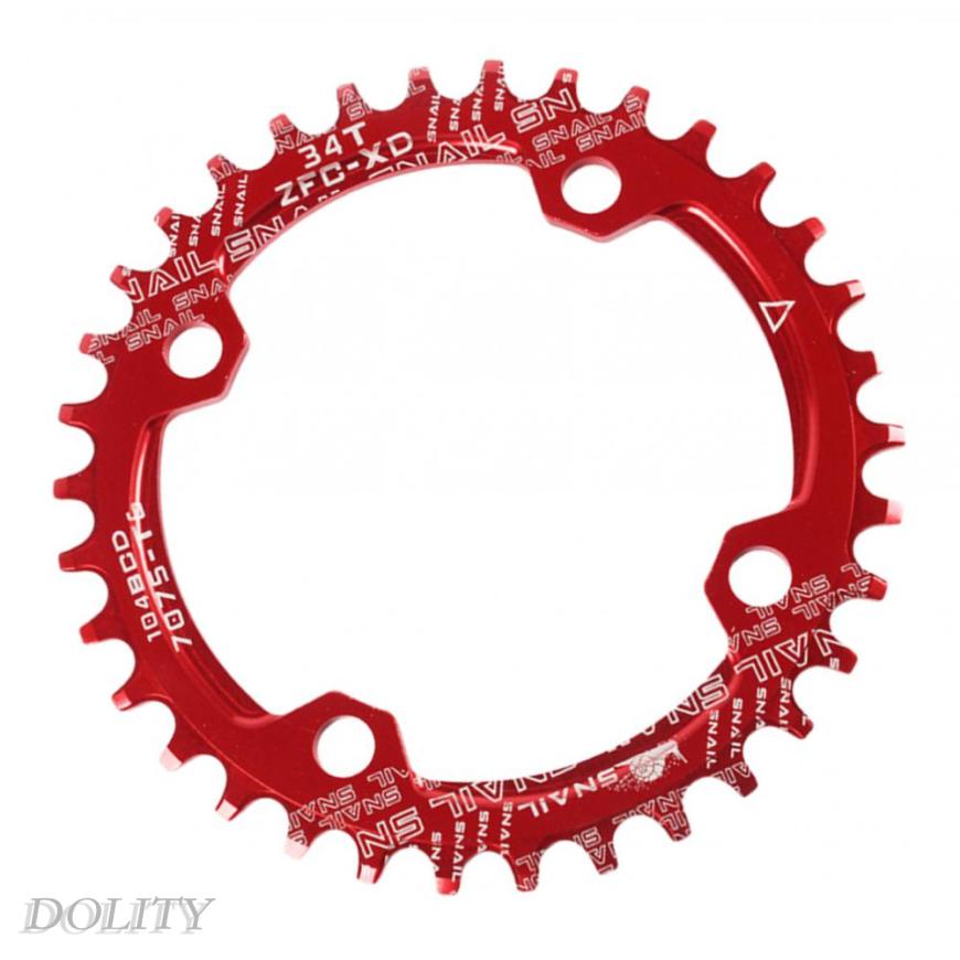 [DOLITY]Bike Chainring 104 BCD Single Speed Chain Ring 32T 34T 36T 38T Red  32T