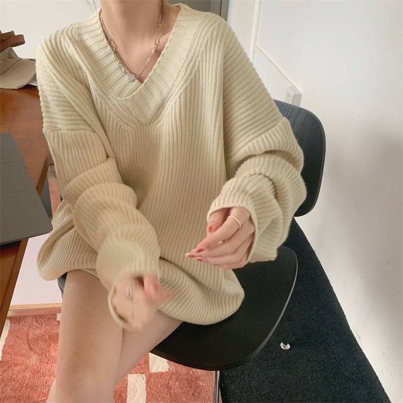 Áo Nữ, Áo Len Nữ Dáng Thụng Phối Cổ Chữ V Thời Trang Cá Tính Hàng Đẹp