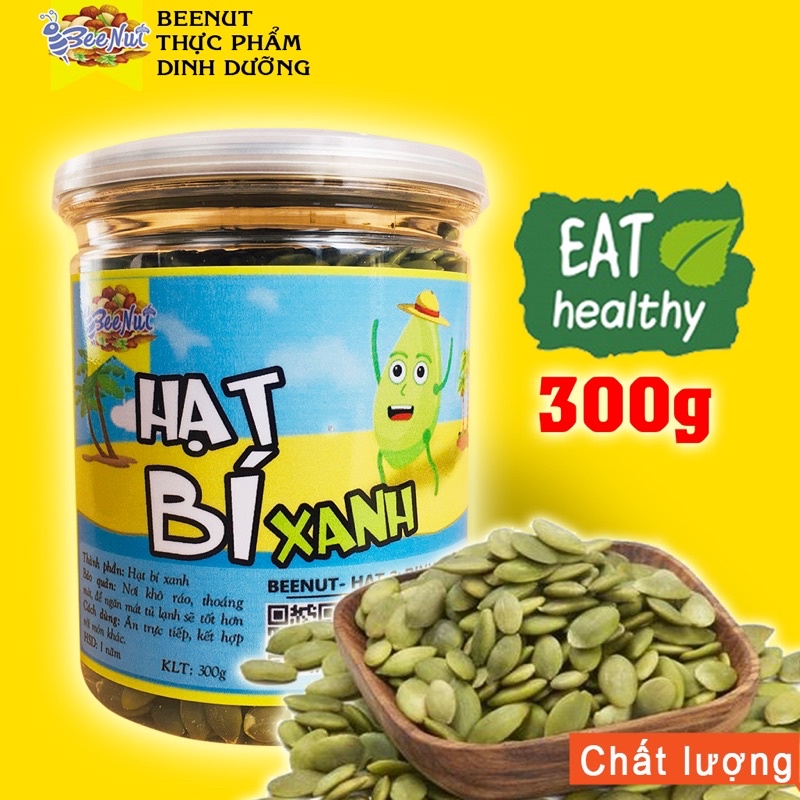 (Hũ 300g) Hạt bí xanh (Ấn Độ) Hạt bí rang sấy thơm bùi, đã tách vỏ Hạt dinh dưỡng - BeeNut