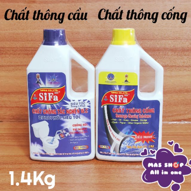 Nước thông cầu, thông cống Sifa (1.4Kg) Siêu mạnh, Siêu nhanh / Chất thông cầu, thông cống dạng nước