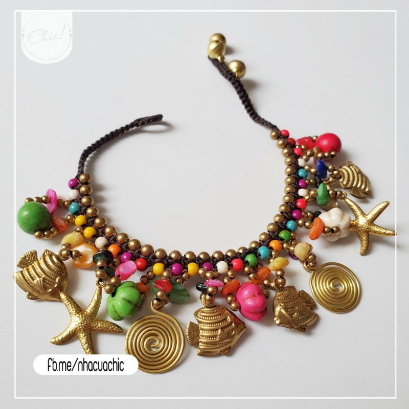 Lắc chân BOHO tua rua chất liệu thép mạ đồng có phủ lớp sơn chống gỉ | BigBuy360 - bigbuy360.vn