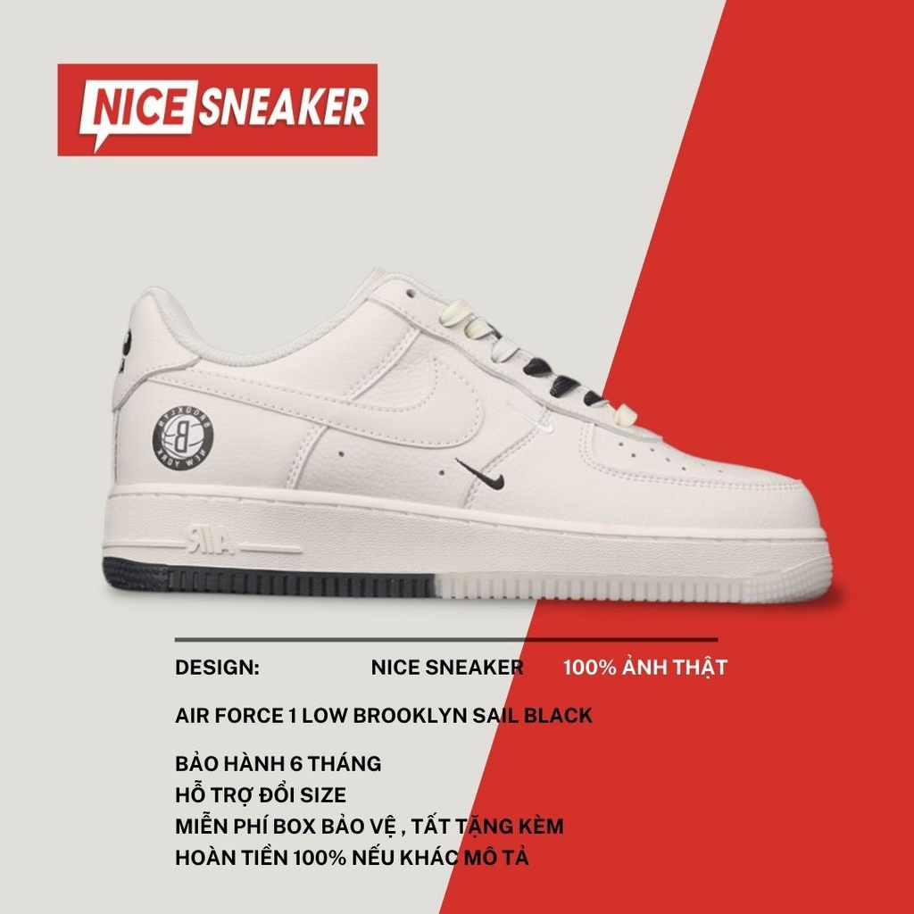 Giày Nike Air Force 1 Low Brooklyn Sail Black - Phiên Bản High Quality Nice  Sneaker - Mixasale