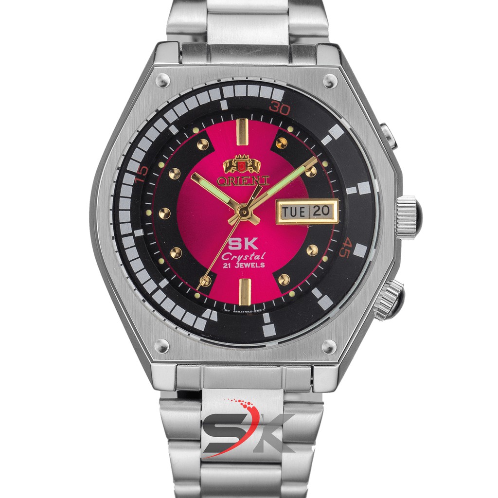 Đồng Hồ Cơ Nam Orient SK Mặt Lửa Huyền Thoại Vỏ Bạc Cao Cấp Automatic