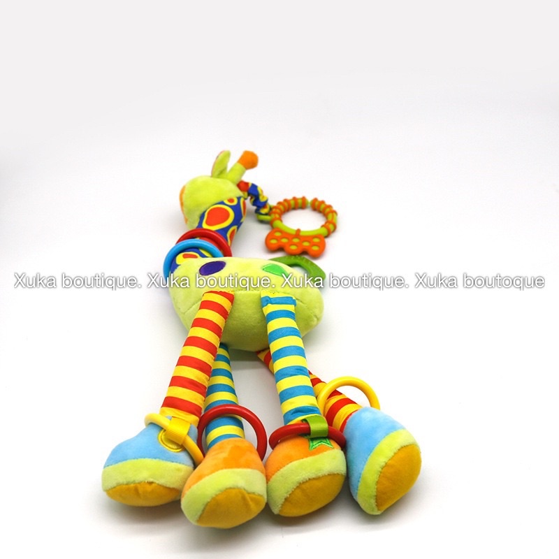 Lục Lạc Nhồi Bông Hươu Cao Cổ Treo Nôi Chính Hãng Happy Monkey, Gặm Nướu, Phát Triển Giác Quan Cho Bé