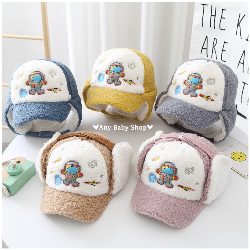 Mũ nón kiểu dáng phi công in hình phi hành gia cho bé trai bé gái có ốp tai nhiều màu dễ thương-hàng có sẵn ❣❣