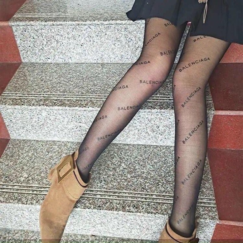 Quần tất nữ mỏng mịn in thêu hoạ tiết chữ siêu sang chảnh loại 1