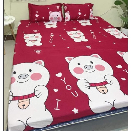 Free ship Bộ ga gối 1m8x2m poly cotton 3 món mẫu DOREMON K19