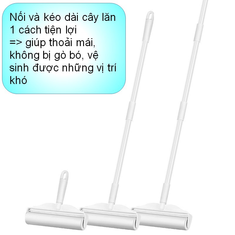 Cây Lăn Bụi 16CM Làm Sạch Quần Áo, Ga Giường, Sofa, Lông Chó Mèo ( Có 2 Loại Tay Cầm Ngắn 23cm, Tay Cầm Dài 124cm )