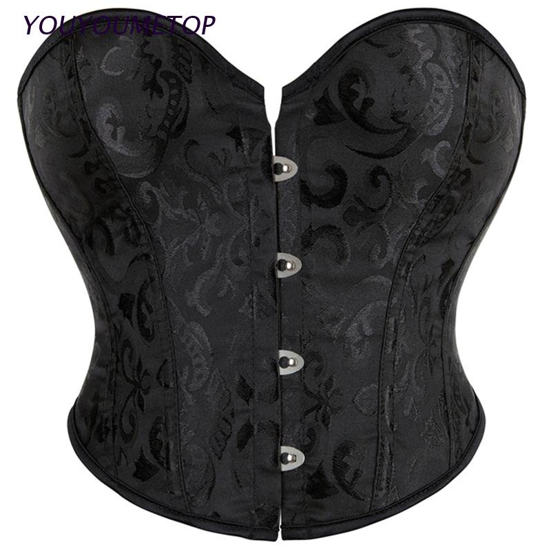 Áo nịt ngực corset có xương cột dây kiểu ngắn in họa tiết hoa tạo hình đồng hồ cát