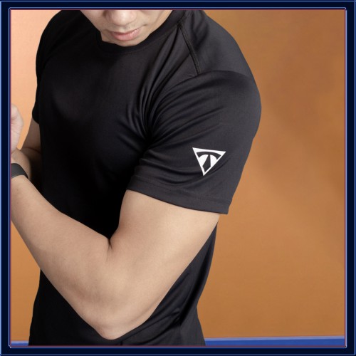 Áo thể thao nam NUTTY tập gym thun đen vải mát lạnh co dãn 4 chiều chuẩn form, thoải mái